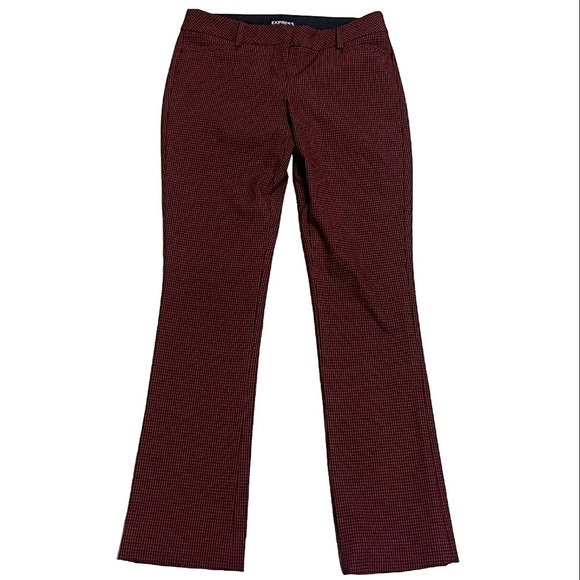 Express Columnist Bootcut Low Rise Pants Black Red Checkered Size 00 Stretch - Picture 1 of 10